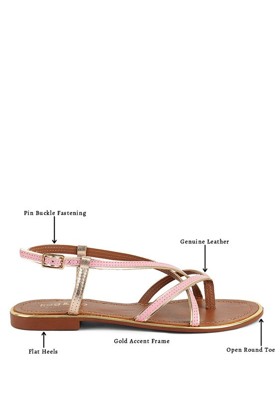PHOEBE STRAPPY FLAT SANDALS *GENUINE LEATHER*