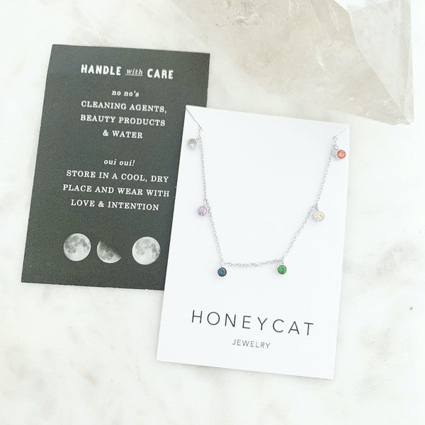 RAINBOW BEZEL STARDUST CRYSTAL NECKLACE