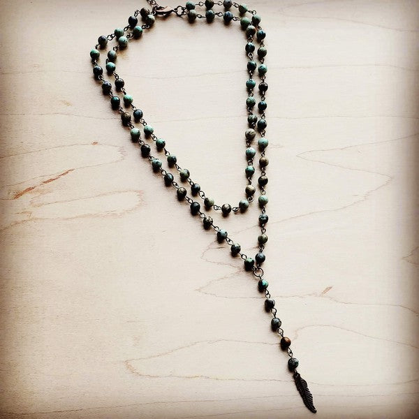 DOUBLE STRAND LARIAT AFRICAN TURQUOISE NECKLACE