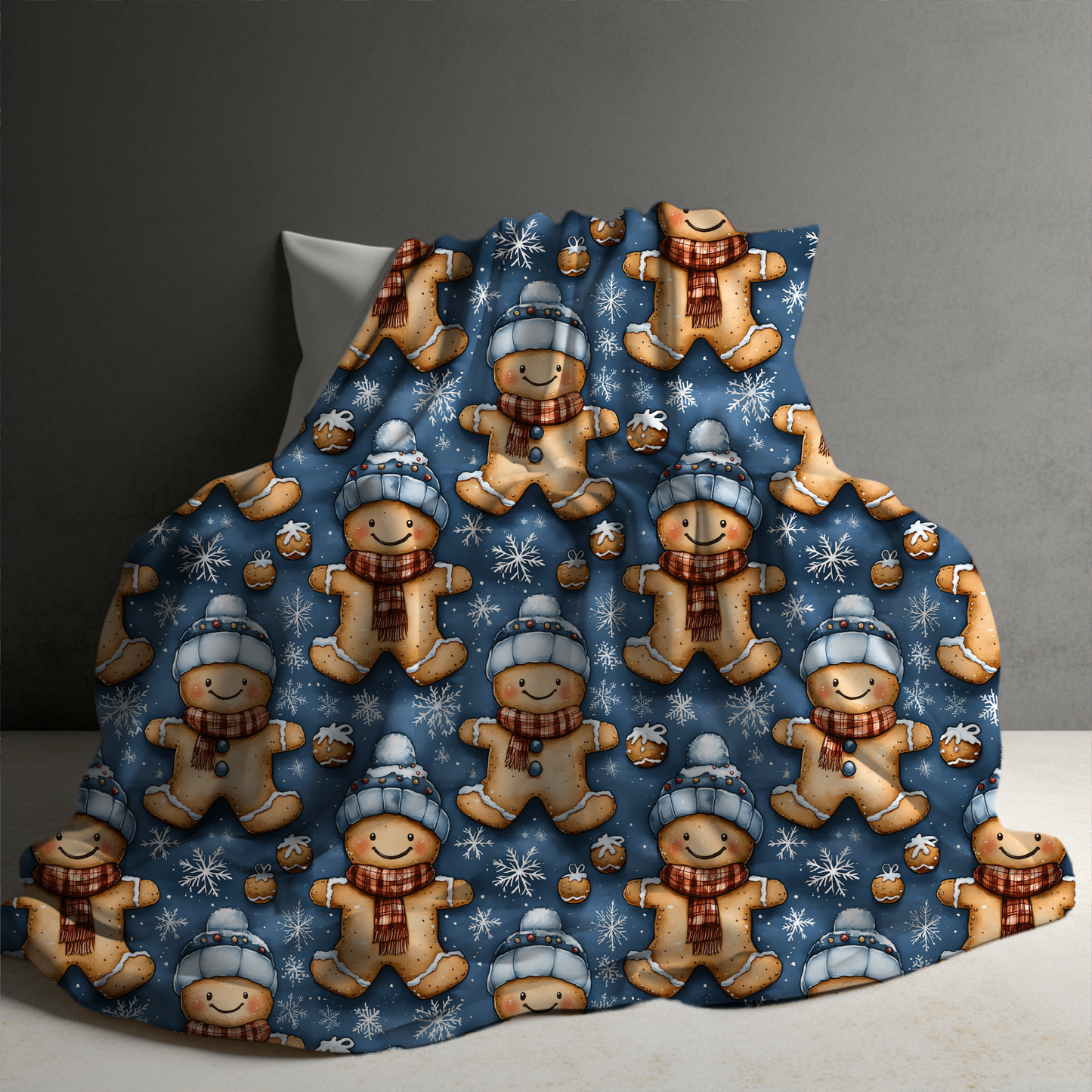 Blanket - Christmas - Blue Gingerbread Man - PREORDER