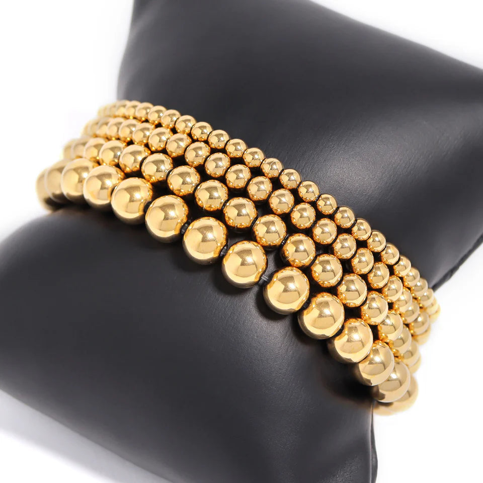 BEADED STRETCH BRACELETS 18K PVD *WATERPROOF*