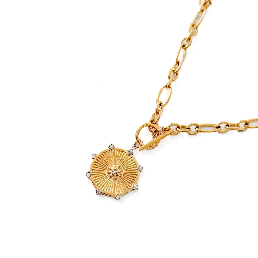 PRETTY SIMPLE SUNBURST DIAMOND NECKLACE *WATERPROOF*