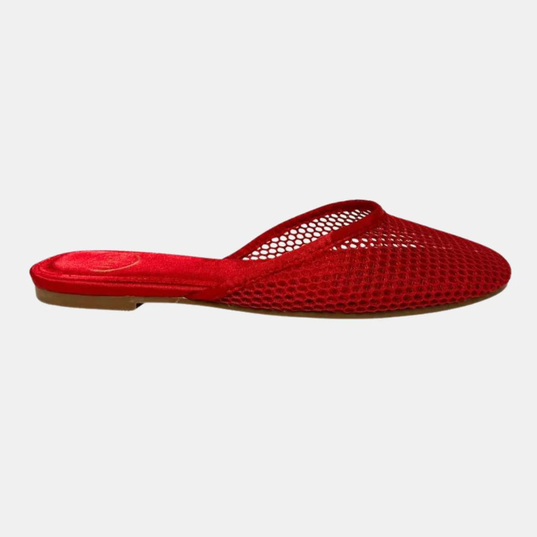TEXTURED POINTED TOE SLIP-ON MESH MULE