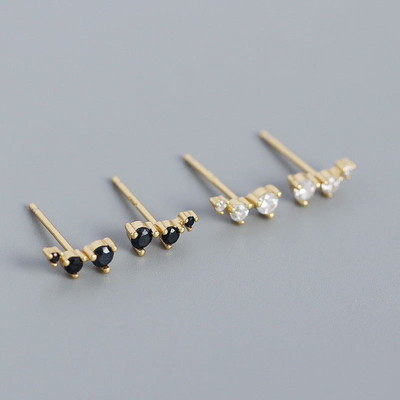 Geometry CZ Lines 925 Sterling Silver Stud Earrings