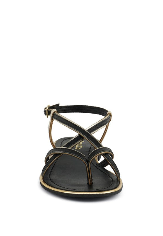 PHOEBE STRAPPY FLAT SANDALS  *GENUINE LEATHER*