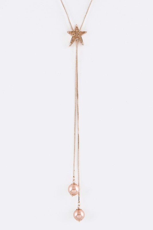 PEARL DROPS & CRYSTAL STAR SLIDER NECKLACE
