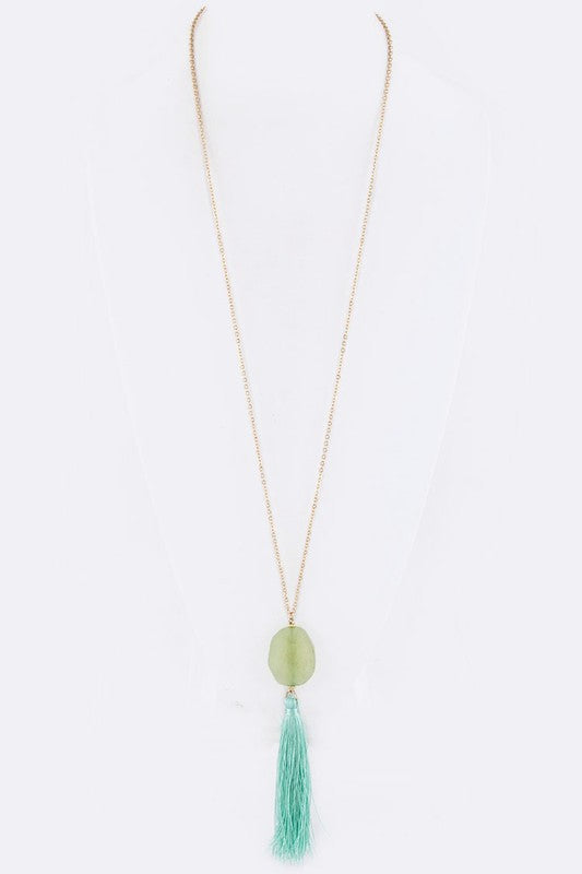 SEMI PRECIOUS TASSEL NECKLACE