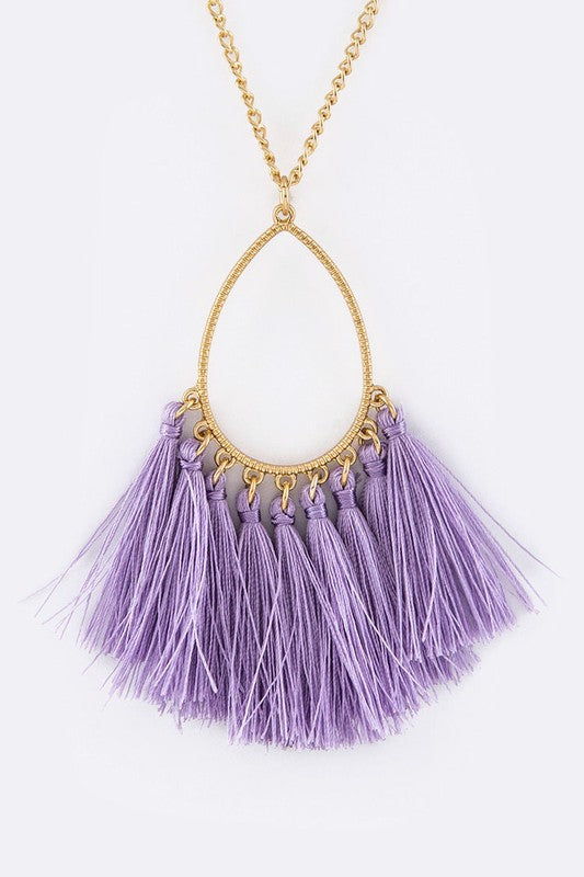 TASSELED TEARDROP PENDANT NECKLACE