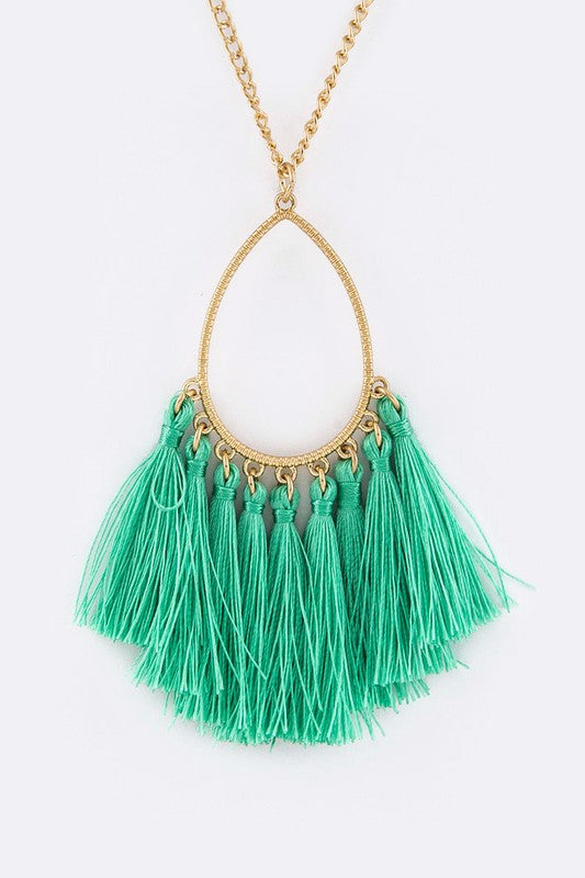 TASSELED TEARDROP PENDANT NECKLACE