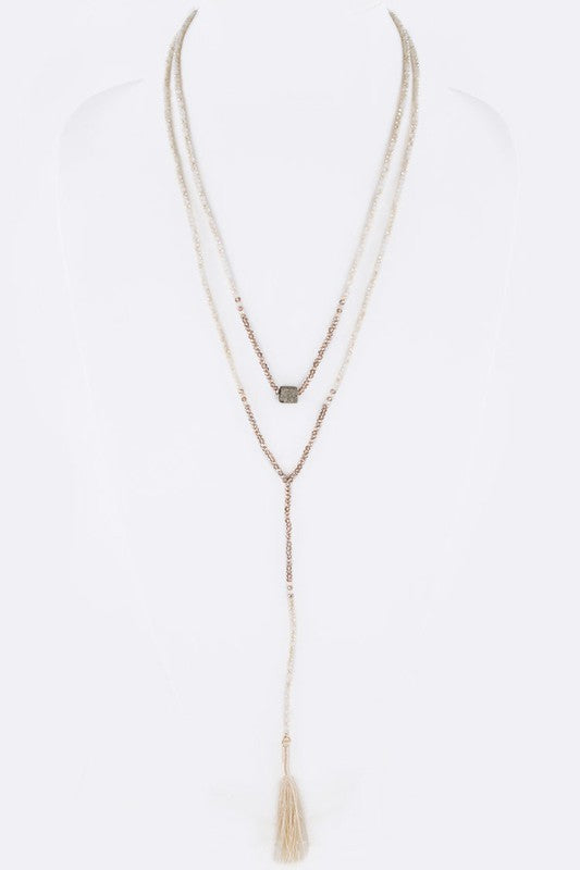 PETITE BEADS CONVERTABLE LAYER TASSEL NECKLACE
