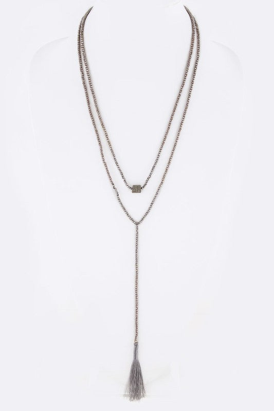 PETITE BEADS CONVERTABLE LAYER TASSEL NECKLACE