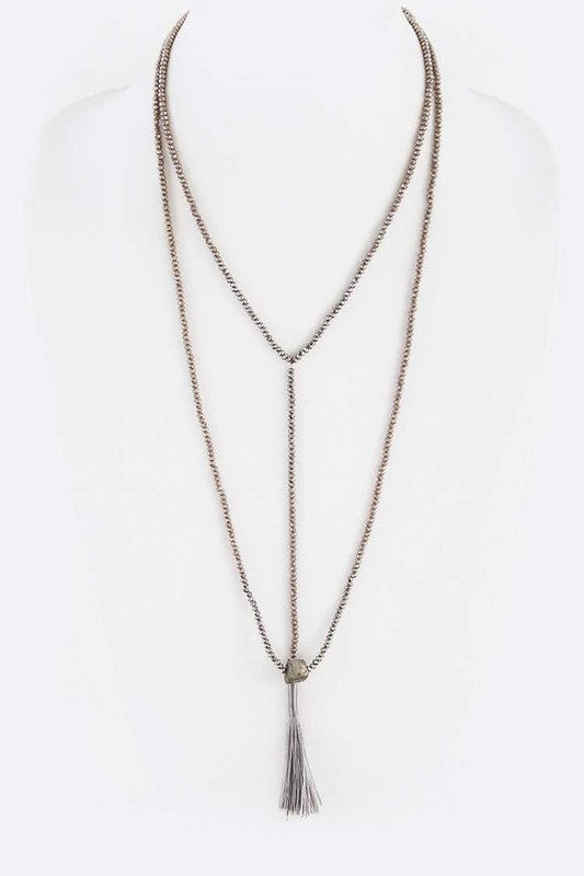 PETITE BEADS CONVERTABLE LAYER TASSEL NECKLACE