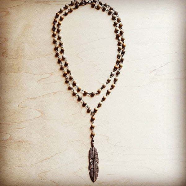 DOUBLE STRAND LARIAT JASPER NECKLACE