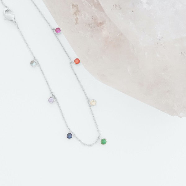 RAINBOW BEZEL STARDUST CRYSTAL NECKLACE