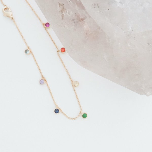 RAINBOW BEZEL STARDUST CRYSTAL NECKLACE