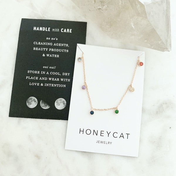 RAINBOW BEZEL STARDUST CRYSTAL NECKLACE