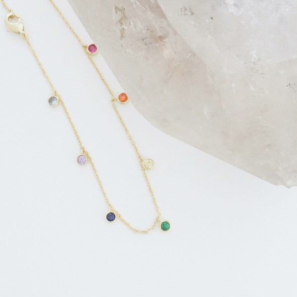 RAINBOW BEZEL STARDUST CRYSTAL NECKLACE