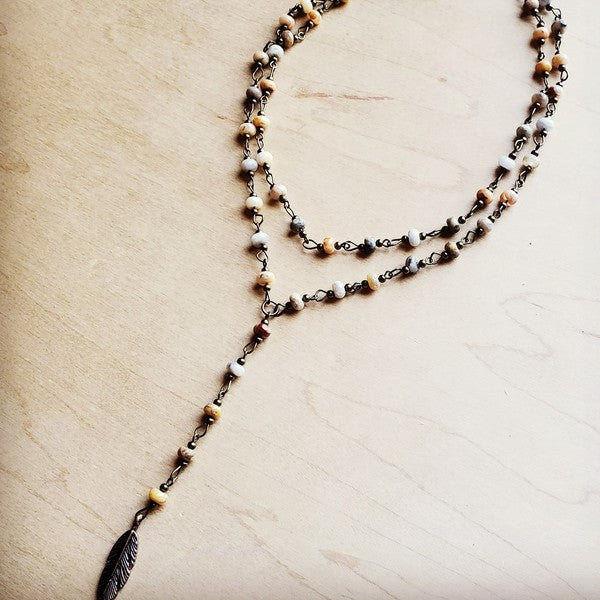 DOUBLE STRAND LARIAT NATURAL AGATE NECKLACE