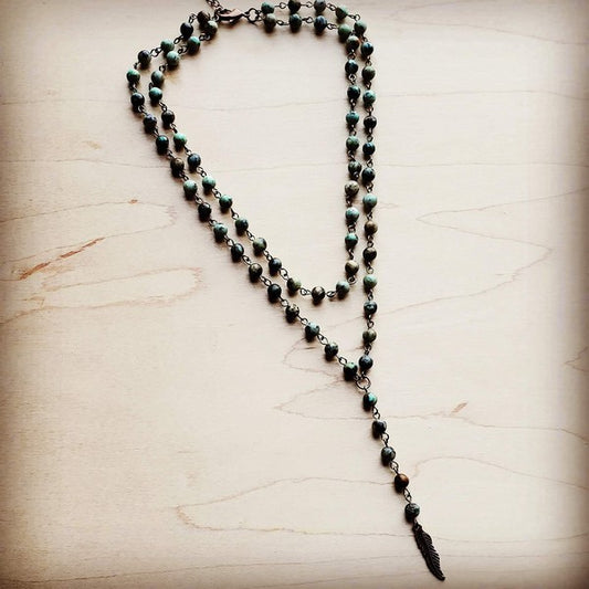DOUBLE STRAND LARIAT AFRICAN TURQUOISE NECKLACE