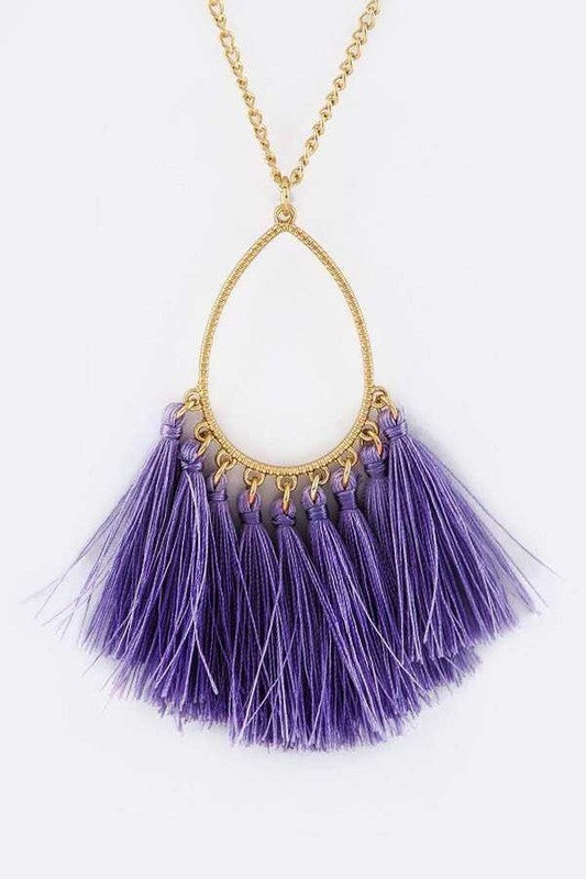 TASSELED TEARDROP PENDANT NECKLACE