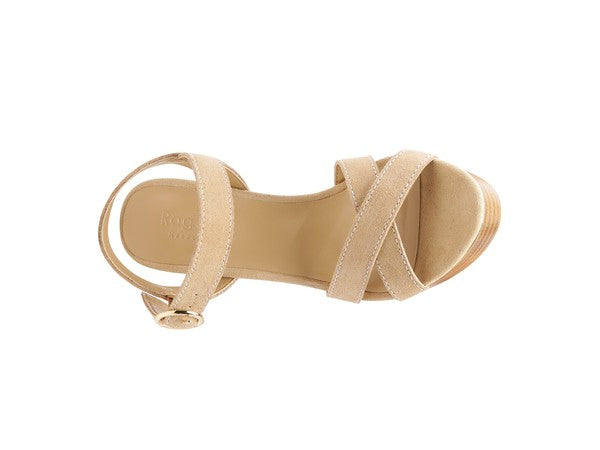 RAG&CO CHOUPETTE SUEDE BLOCK HEELED SANDAL *GENUINE LEATHER*