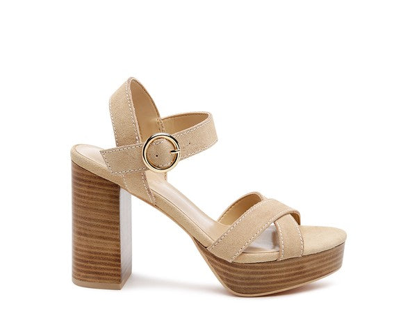 RAG&CO CHOUPETTE SUEDE BLOCK HEELED SANDAL *GENUINE LEATHER*