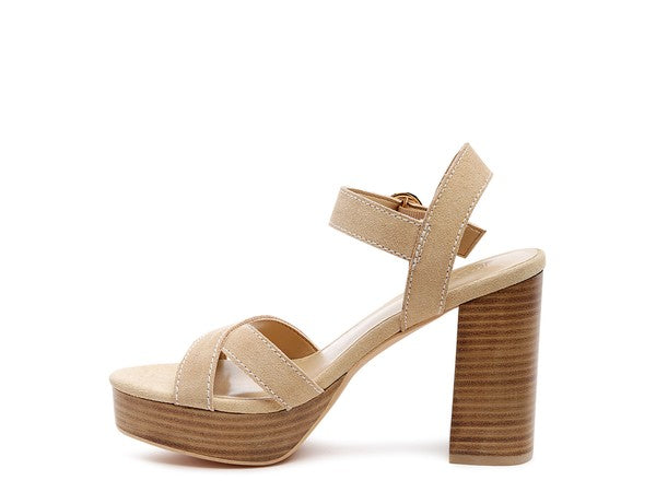 RAG&CO CHOUPETTE SUEDE BLOCK HEELED SANDAL *GENUINE LEATHER*