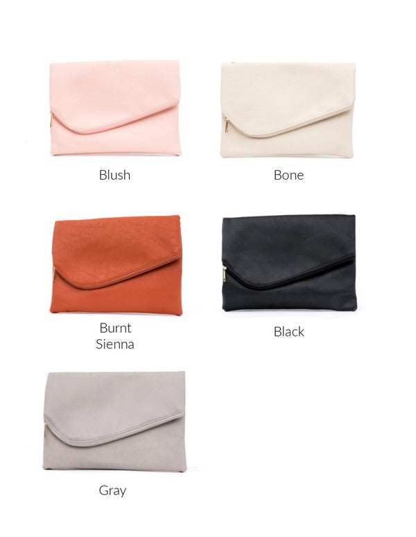 VEGAN LEATHER ENVELOPE CLUTCH