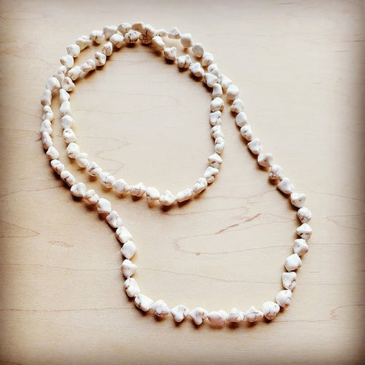 WHITE TURQUOISE BOHO BEADED NECKLACE