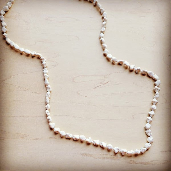 WHITE TURQUOISE BOHO BEADED NECKLACE