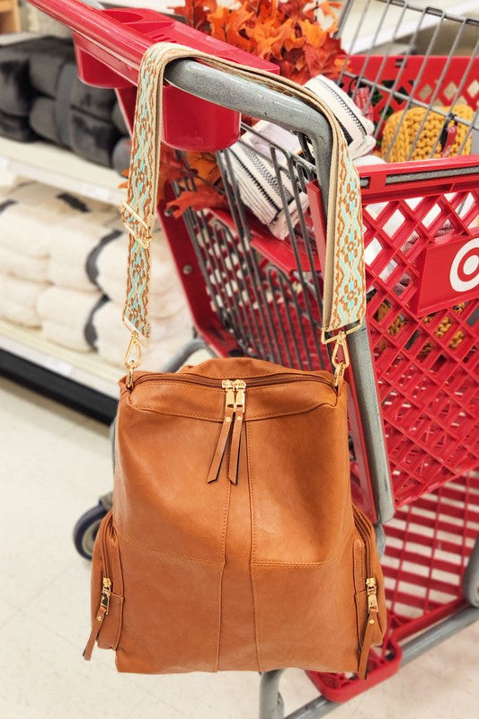 CHARIS CONVERTABLE VEGAN LEATHER BACKPACK 2 STRAPS