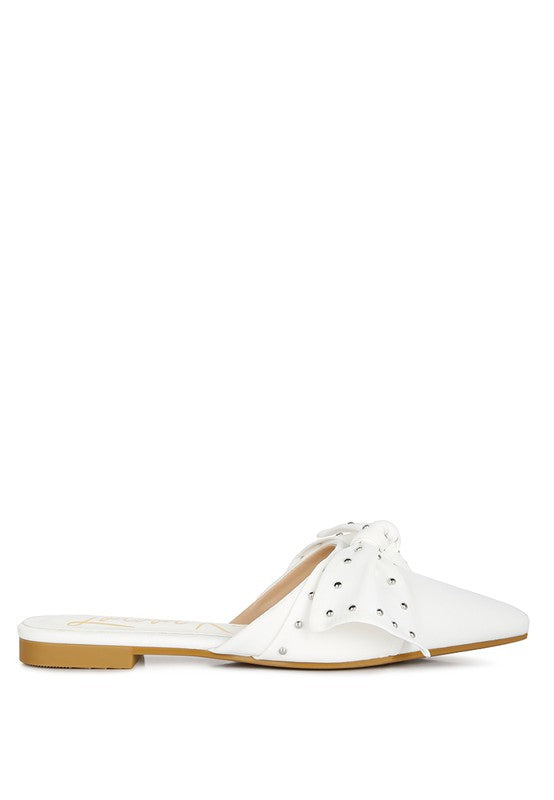 MAKEOVER STUDDED BOW FLAT MULES
