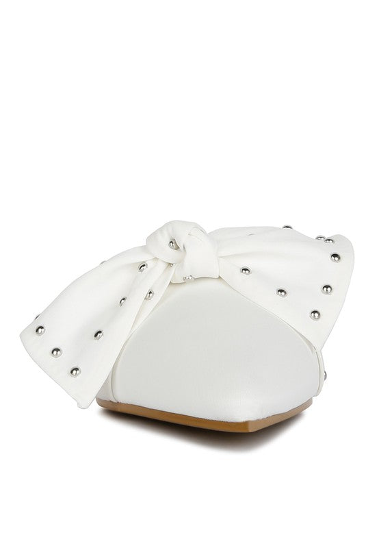 MAKEOVER STUDDED BOW FLAT MULES