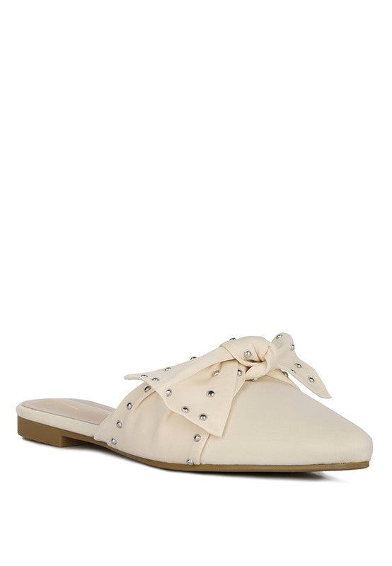 MAKEOVER STUDDED BOW FLAT MULES