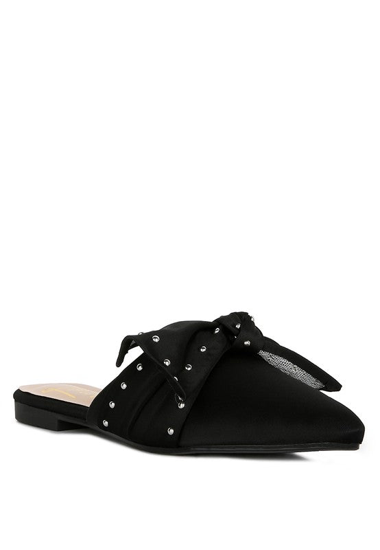 MAKEOVER STUDDED BOW FLAT MULES