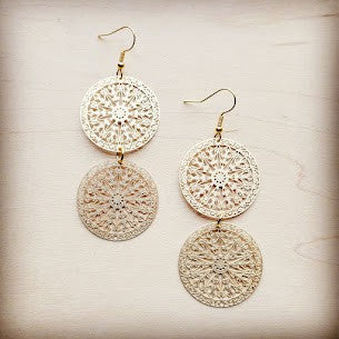 MATTE GOLD FILAGREE DANGLE EARRINGS