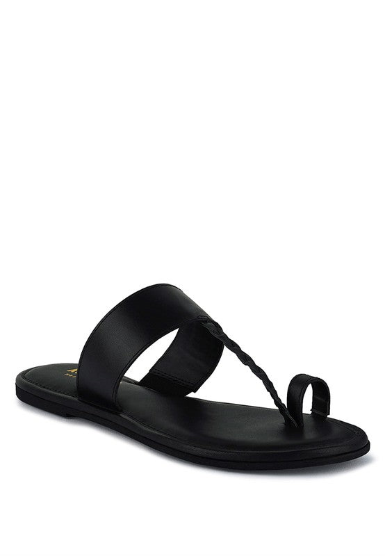 HARRIS TOE RING BRAIDED SLIP ON SANDALS *GENUINE LEATHER*
