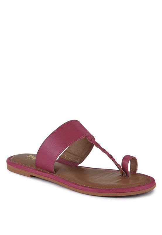 HARRIS TOE RING BRAIDED SLIP ON SANDALS *GENUINE LEATHER*