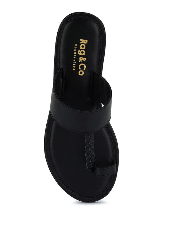 HARRIS TOE RING BRAIDED SLIP ON SANDALS *GENUINE LEATHER*