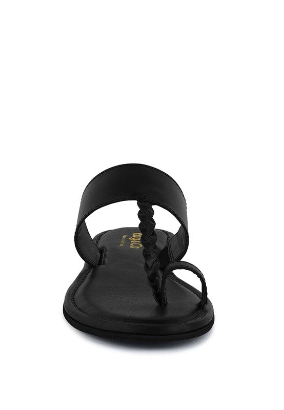 HARRIS TOE RING BRAIDED SLIP ON SANDALS *GENUINE LEATHER*