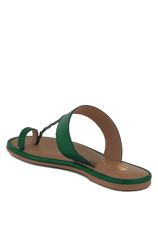 HARRIS TOE RING BRAIDED SLIP ON SANDALS *GENUINE LEATHER*