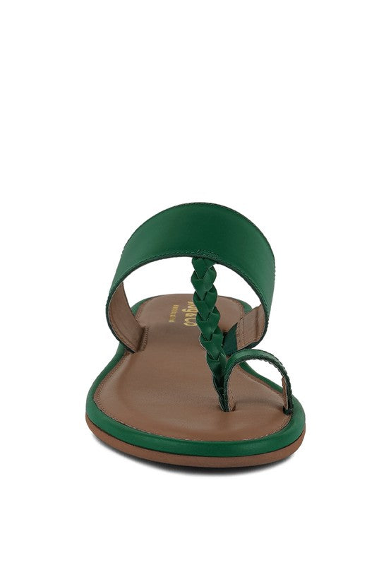 HARRIS TOE RING BRAIDED SLIP ON SANDALS *GENUINE LEATHER*
