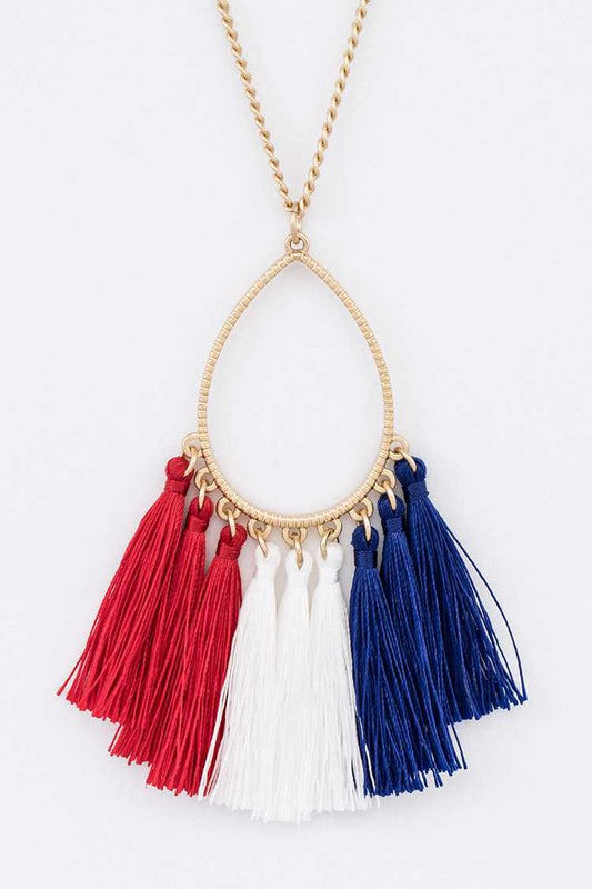 TASSELED TEARDROP PENDANT NECKLACE