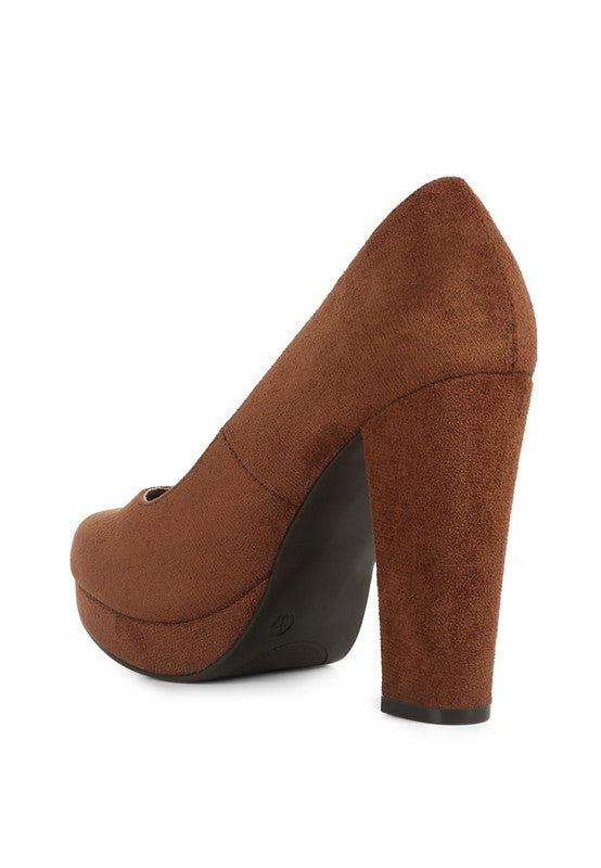 DELIA SUEDE BLOCK HEEL PUMPS