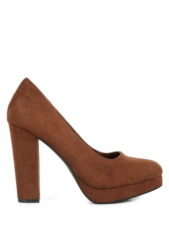 DELIA SUEDE BLOCK HEEL PUMPS