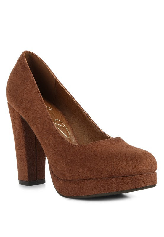 DELIA SUEDE BLOCK HEEL PUMPS