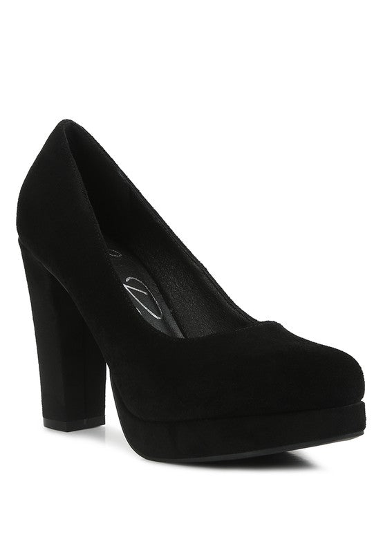 DELIA SUEDE BLOCK HEEL PUMPS