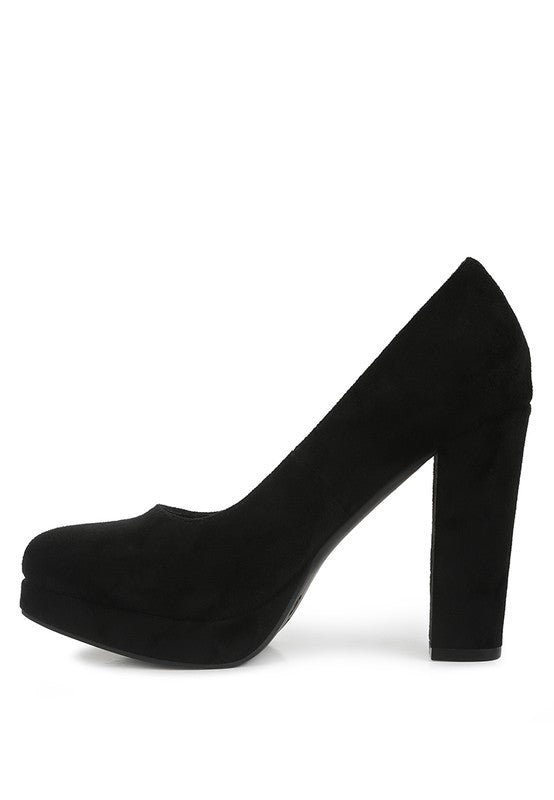DELIA SUEDE BLOCK HEEL PUMPS