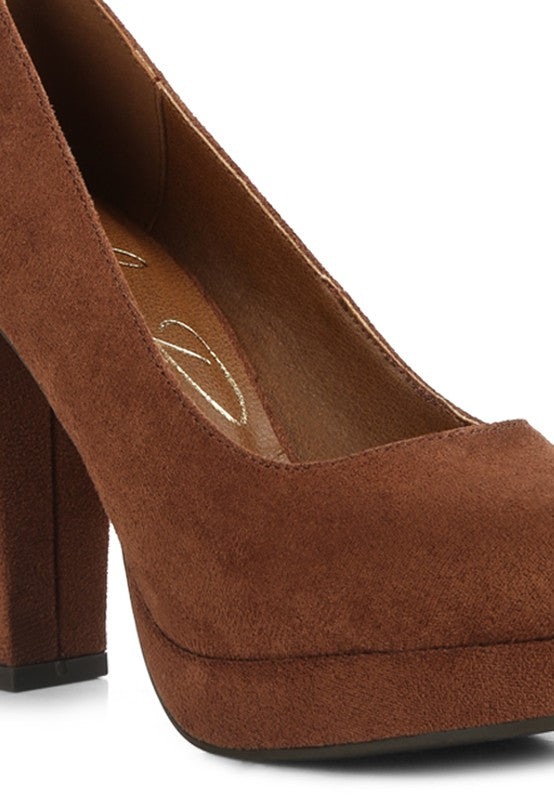 DELIA SUEDE BLOCK HEEL PUMPS