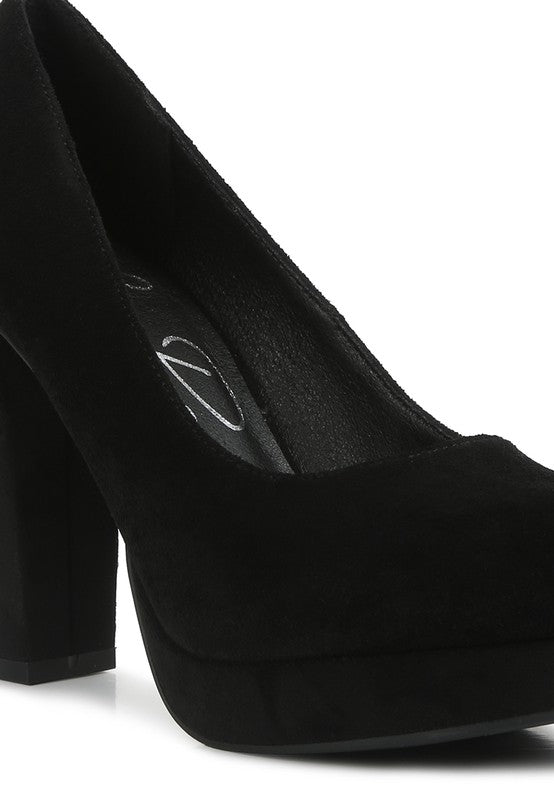 DELIA SUEDE BLOCK HEEL PUMPS